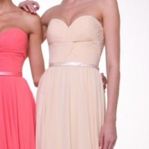Cream Strapless Evening Long Dress